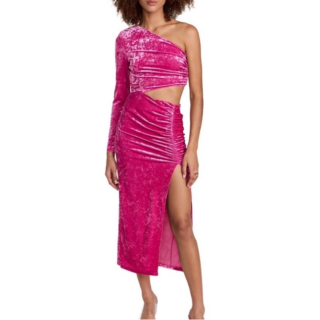 New! Saylor Niamh One Shoulder Cut Out Gown Dress Pink Size Medium